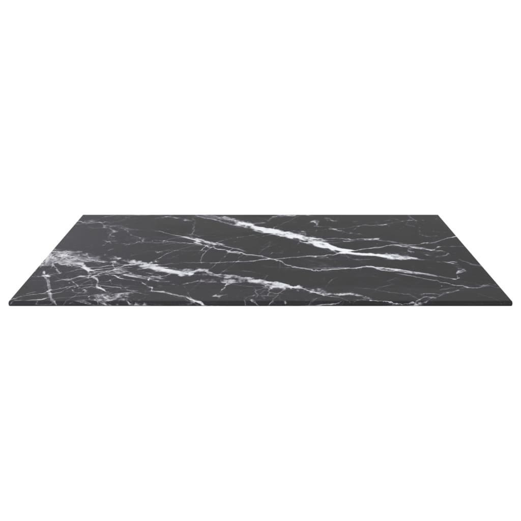 Piano Tavolo Nero 70x70 cm 6 mm Vetro Temperato Design Marmo