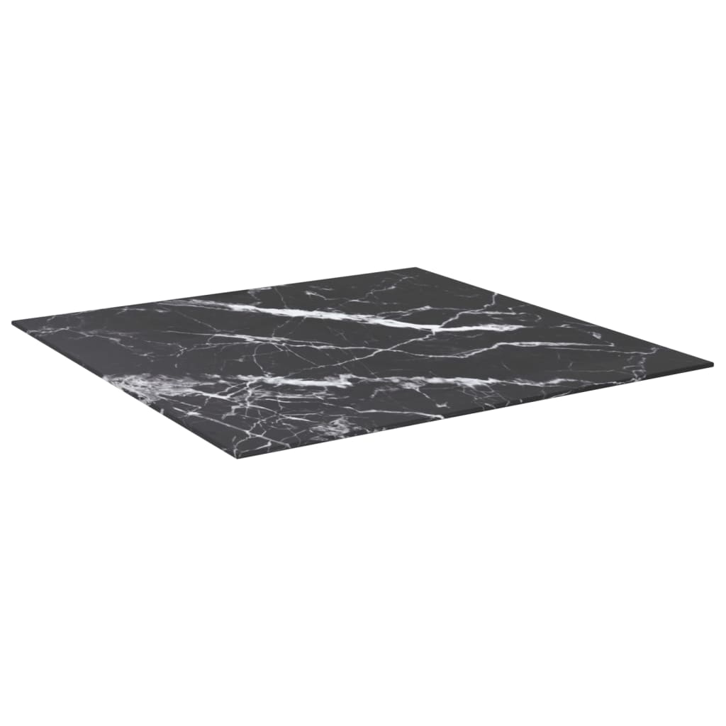 Piano Tavolo Nero 80x80 cm 6 mm Vetro Temperato Design Marmo
