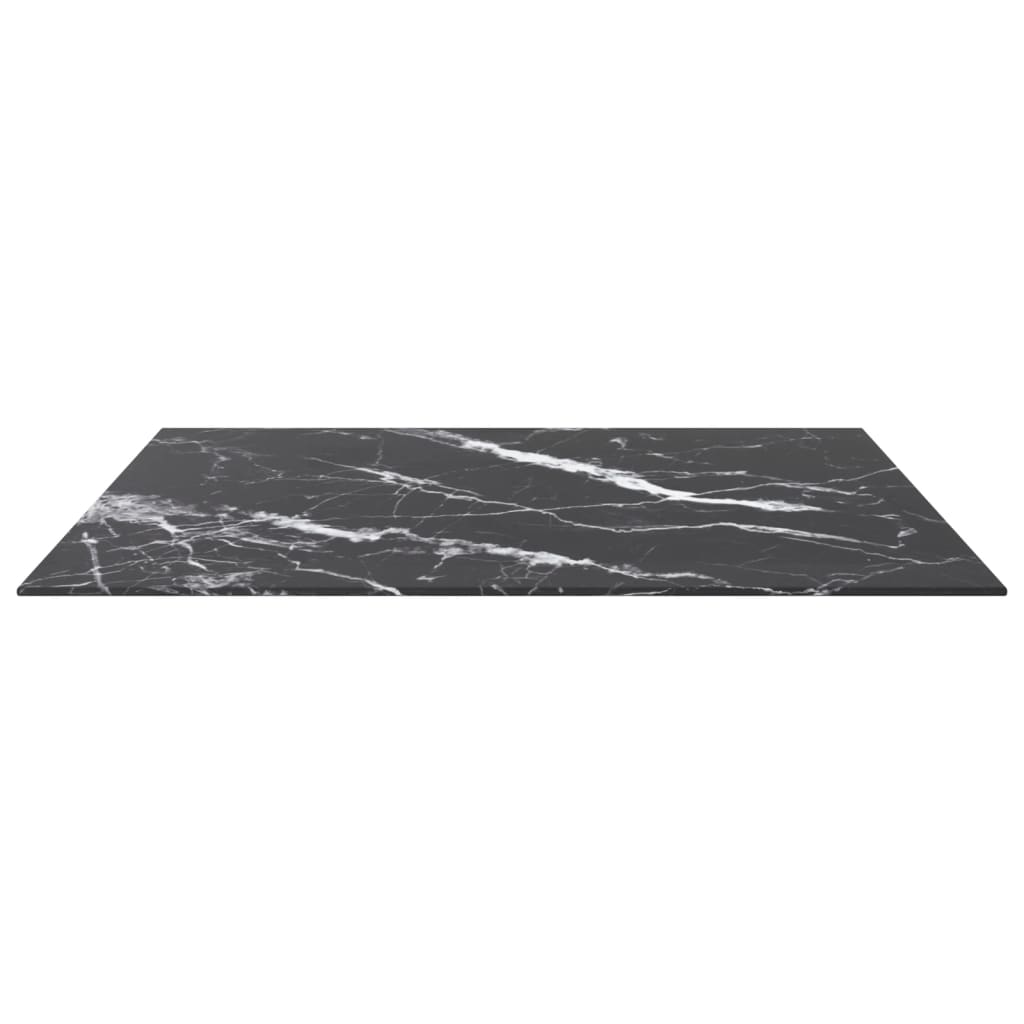 Piano Tavolo Nero 80x80 cm 6 mm Vetro Temperato Design Marmo