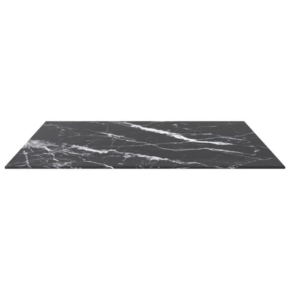 Piano Tavolo Nero 80x80 cm 6 mm Vetro Temperato Design Marmo