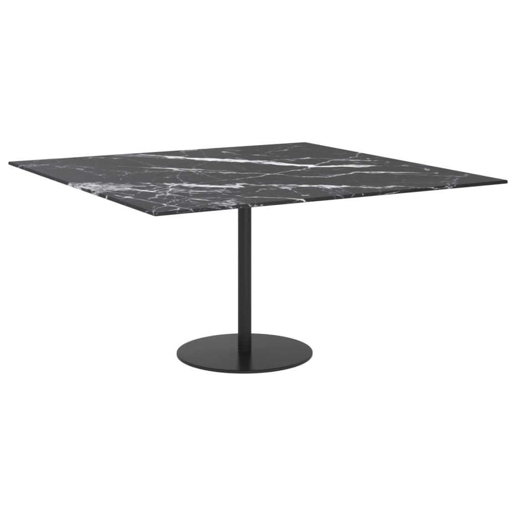 Piano Tavolo Nero 80x80 cm 6 mm Vetro Temperato Design Marmo