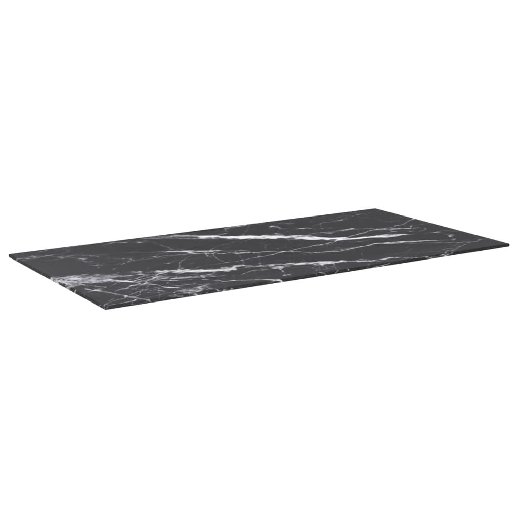 Piano Tavolo Nero 100x50 cm 6mm Vetro Temperato Design Marmo