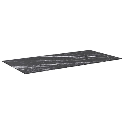 Piano Tavolo Nero 100x50 cm 6mm Vetro Temperato Design Marmo