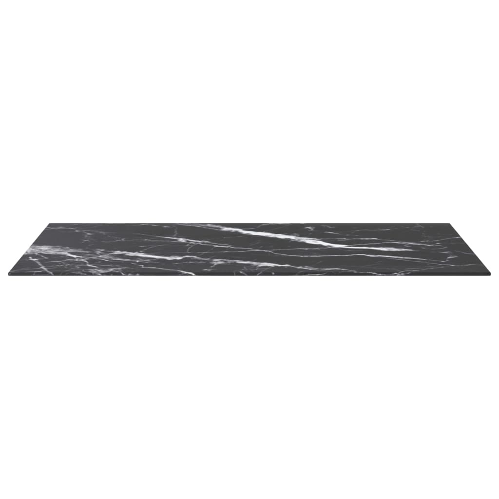 Piano Tavolo Nero 100x50 cm 6mm Vetro Temperato Design Marmo