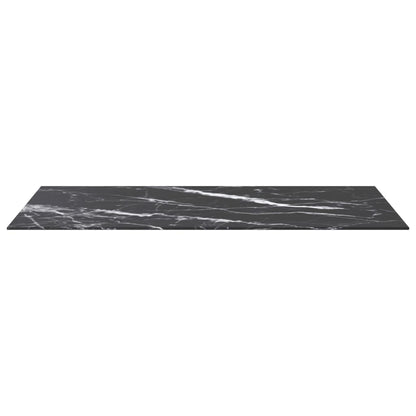 Piano Tavolo Nero 100x50 cm 6mm Vetro Temperato Design Marmo