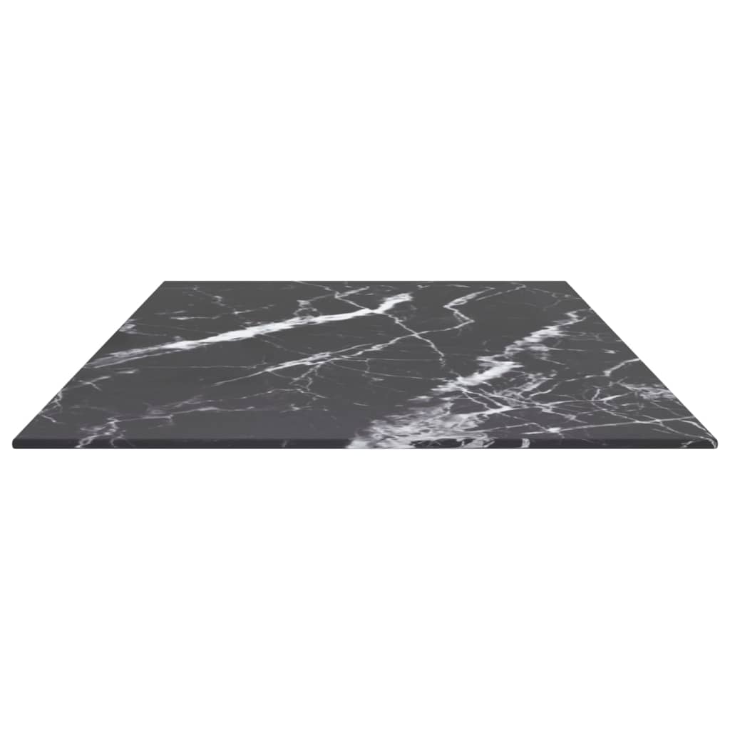 Piano Tavolo Nero 100x50 cm 6mm Vetro Temperato Design Marmo