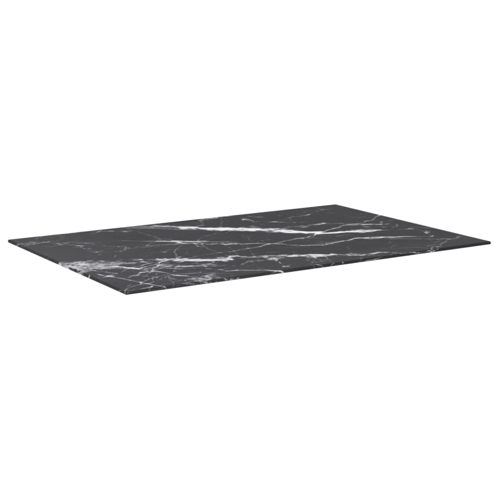 Piano Tavolo Nero 100x62 cm 8mm Vetro Temperato Design Marmo