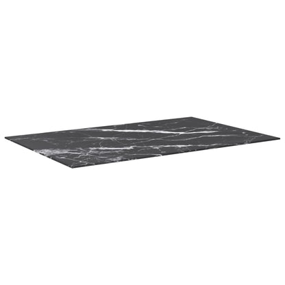 Piano Tavolo Nero 100x62 cm 8mm Vetro Temperato Design Marmo