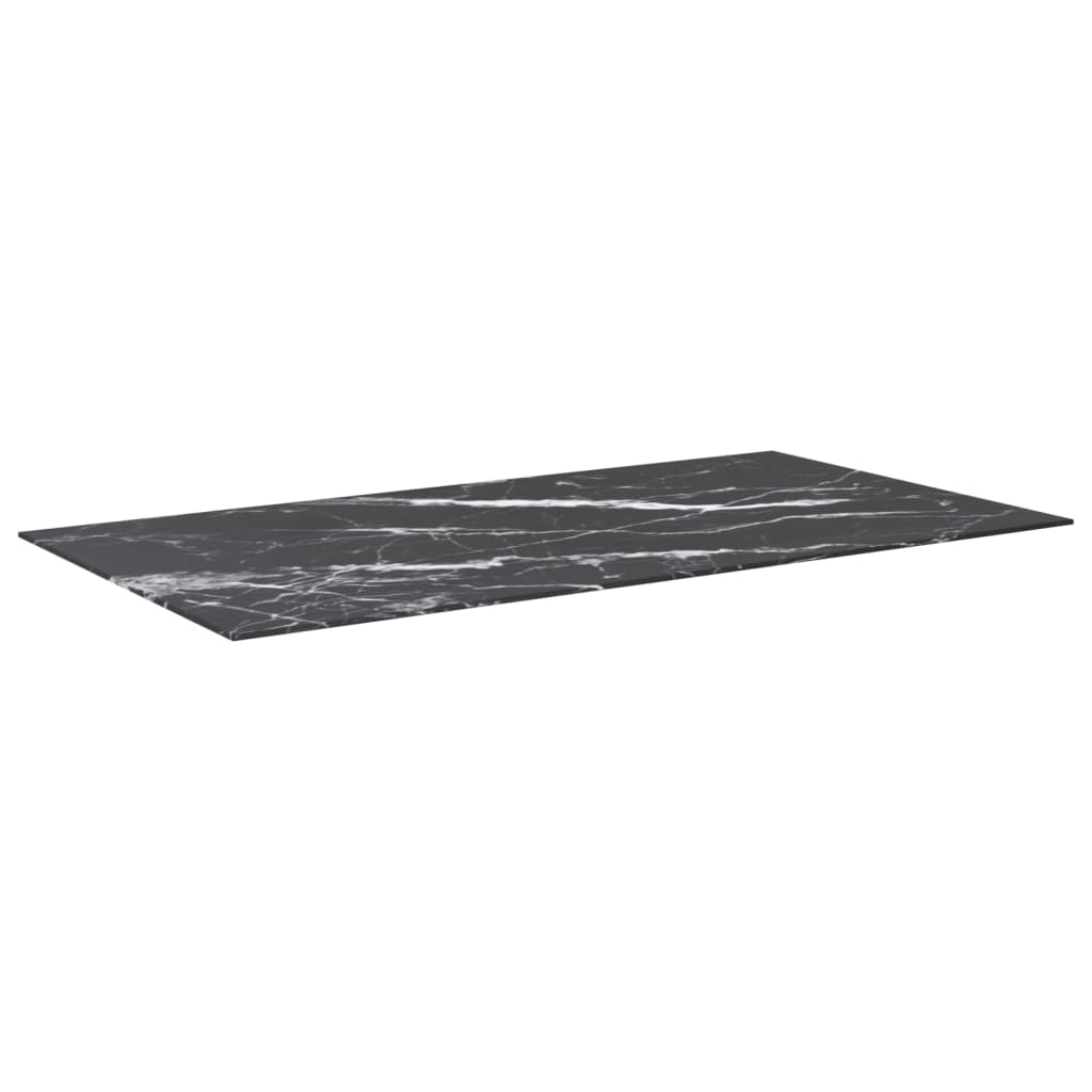 Piano Tavolo Nero 120x65 cm 8mm Vetro Temperato Design Marmo