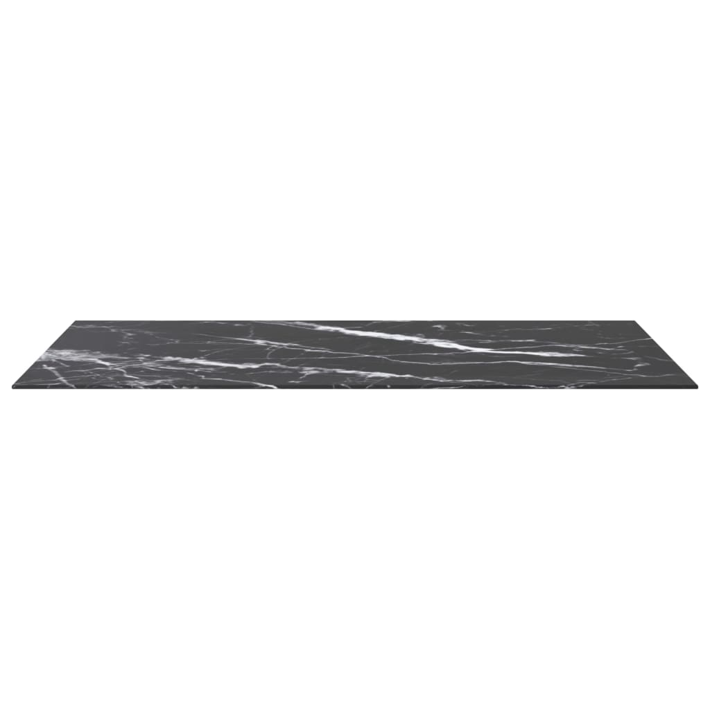 Piano Tavolo Nero 120x65 cm 8mm Vetro Temperato Design Marmo