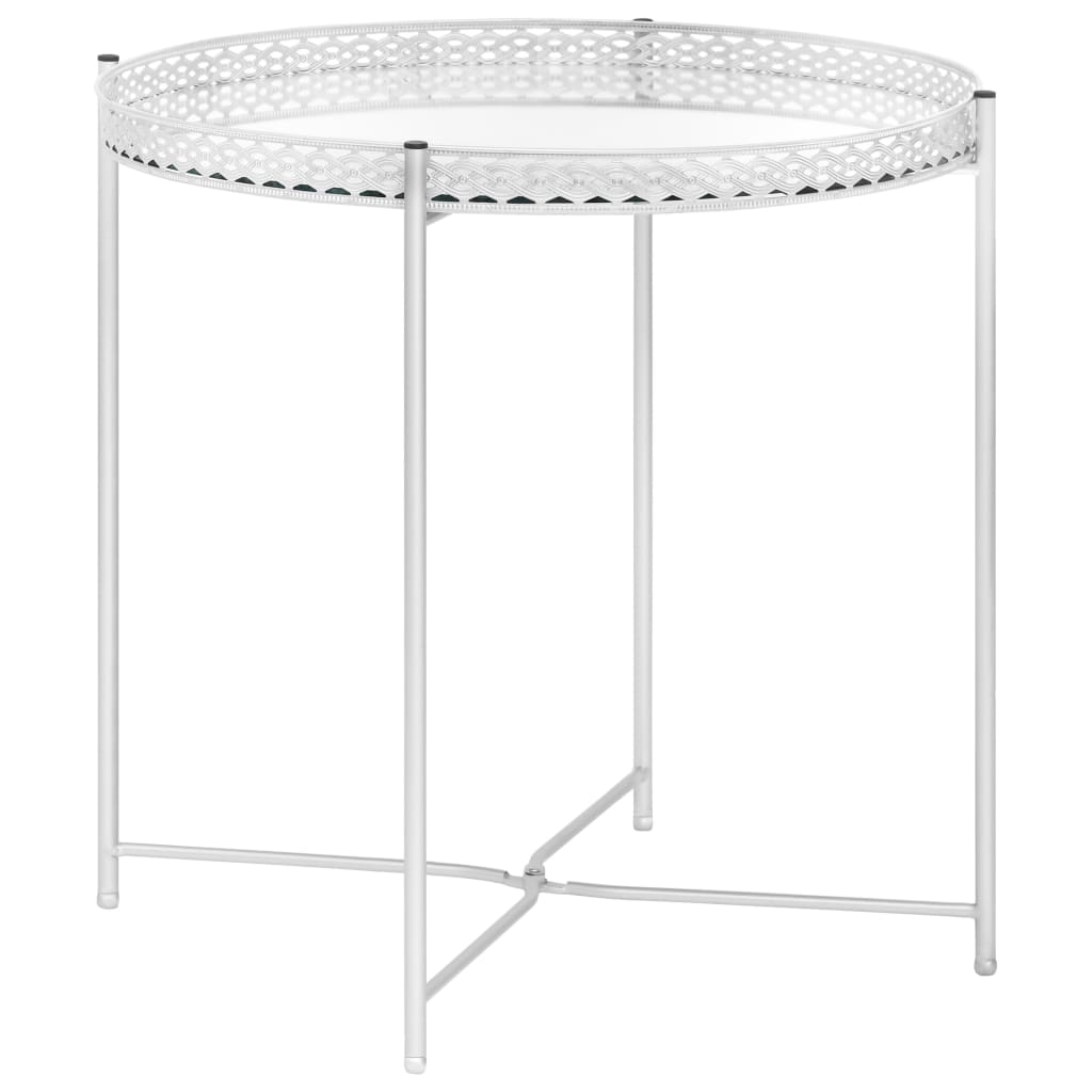 Tavolino Laterale Argento 40x40x41 cm in Vetro