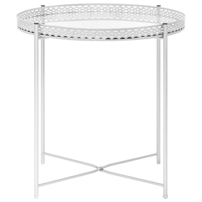 Tavolino Laterale Argento 40x40x41 cm in Vetro