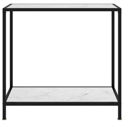 Tavolo Consolle Bianco 80x35x75 cm in Vetro Temperato