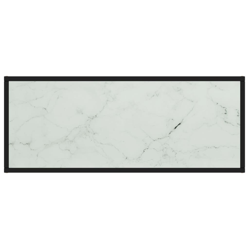 Mobile TV Nero con Vetro Bianco Marmo 100x40x40 cm