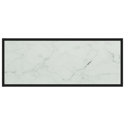 Mobile TV Nero con Vetro Bianco Marmo 100x40x40 cm