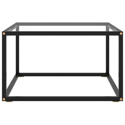 Tavolino da Salotto Nero con Vetro Temperato 60x60x35 cm