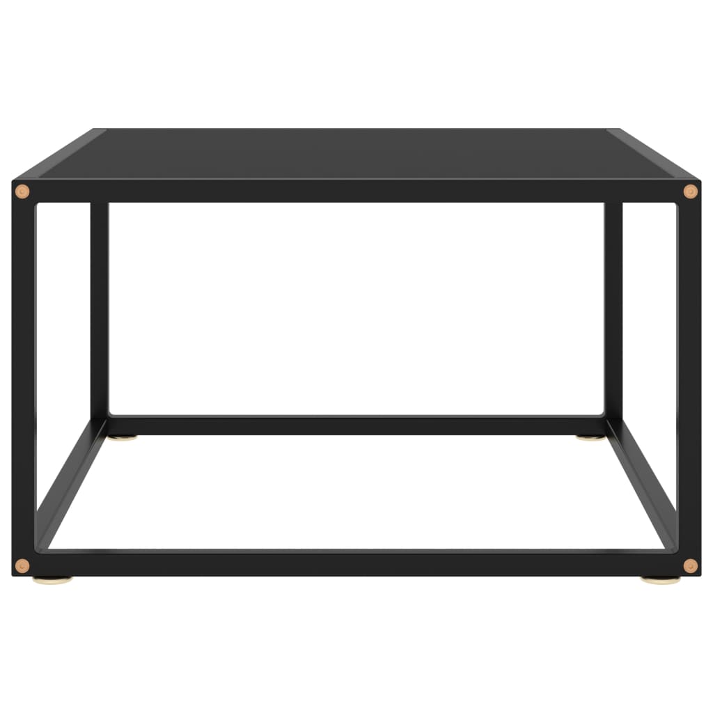 Tavolino da Salotto Nero con Vetro Nero 60x60x35 cm