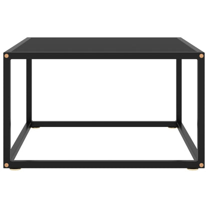 Tavolino da Salotto Nero con Vetro Nero 60x60x35 cm
