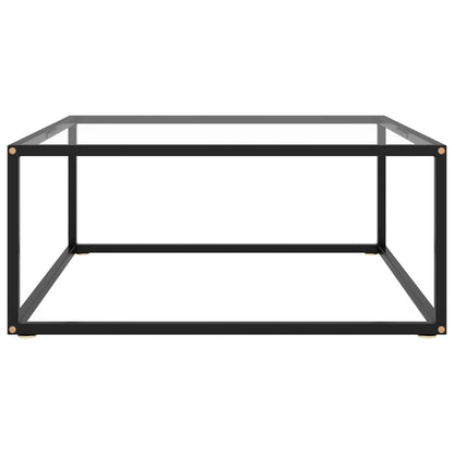 Tavolino da Salotto Nero con Vetro Temperato 80x80x35 cm