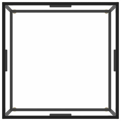 Tavolino da Salotto Nero con Vetro Temperato 80x80x35 cm