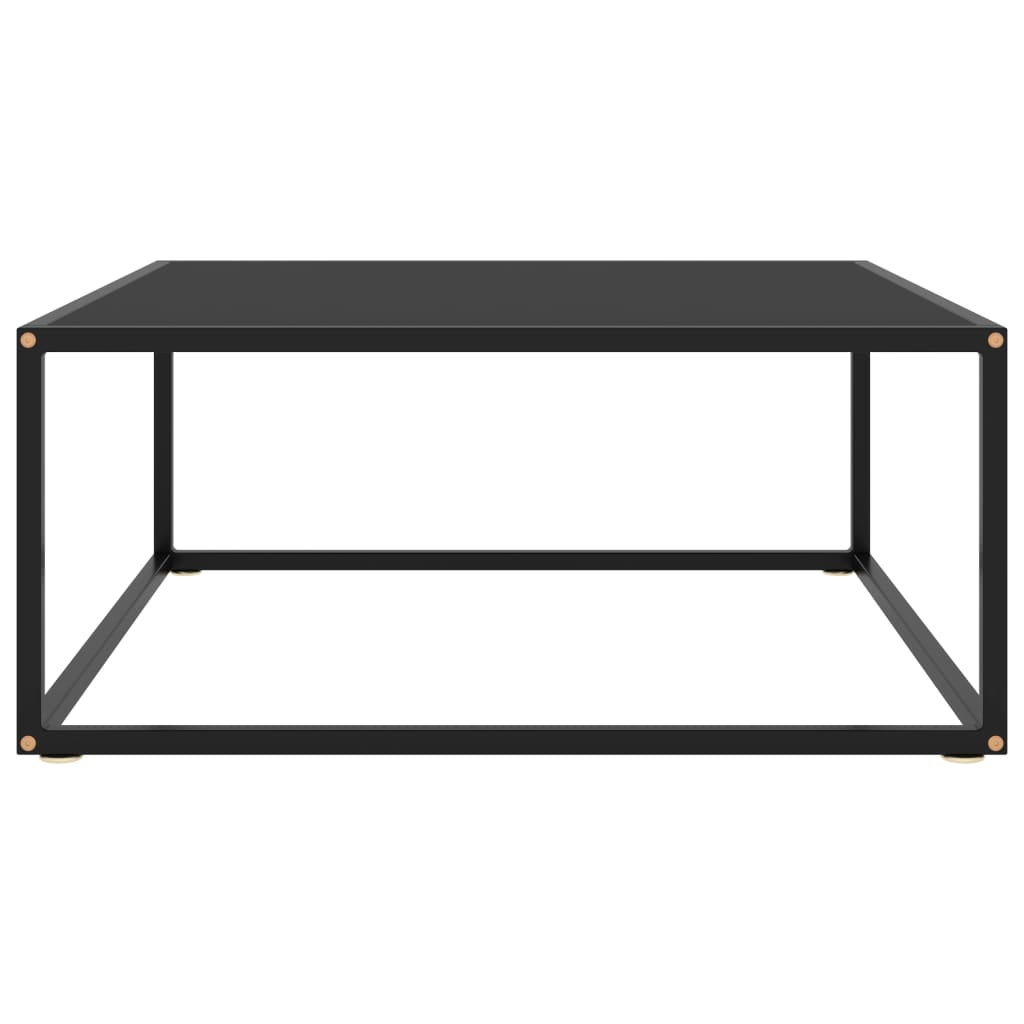 Tavolino da Salotto Nero con Vetro Nero 80x80x35 cm