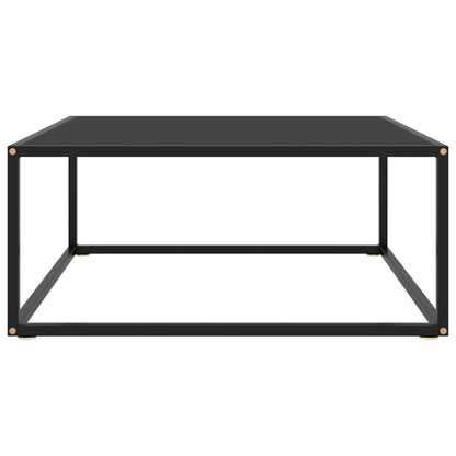 Tavolino da Salotto Nero con Vetro Nero 80x80x35 cm