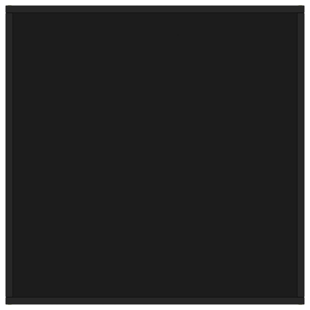 Tavolino da Salotto Nero con Vetro Nero 80x80x35 cm