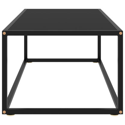 Tavolino da Salotto Nero con Vetro Nero 100x50x35 cm