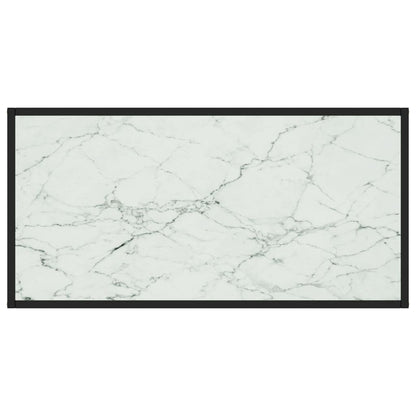 Tavolino da Salotto Nero con Vetro Marmo Bianco 100x50x35 cm