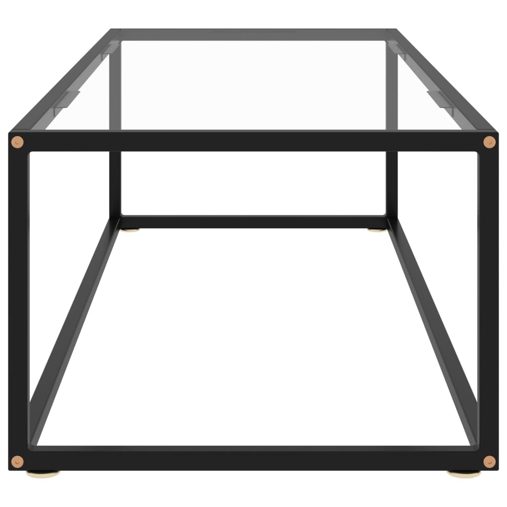 Tavolino da Salotto Nero con Vetro Temperato 120x50x35 cm