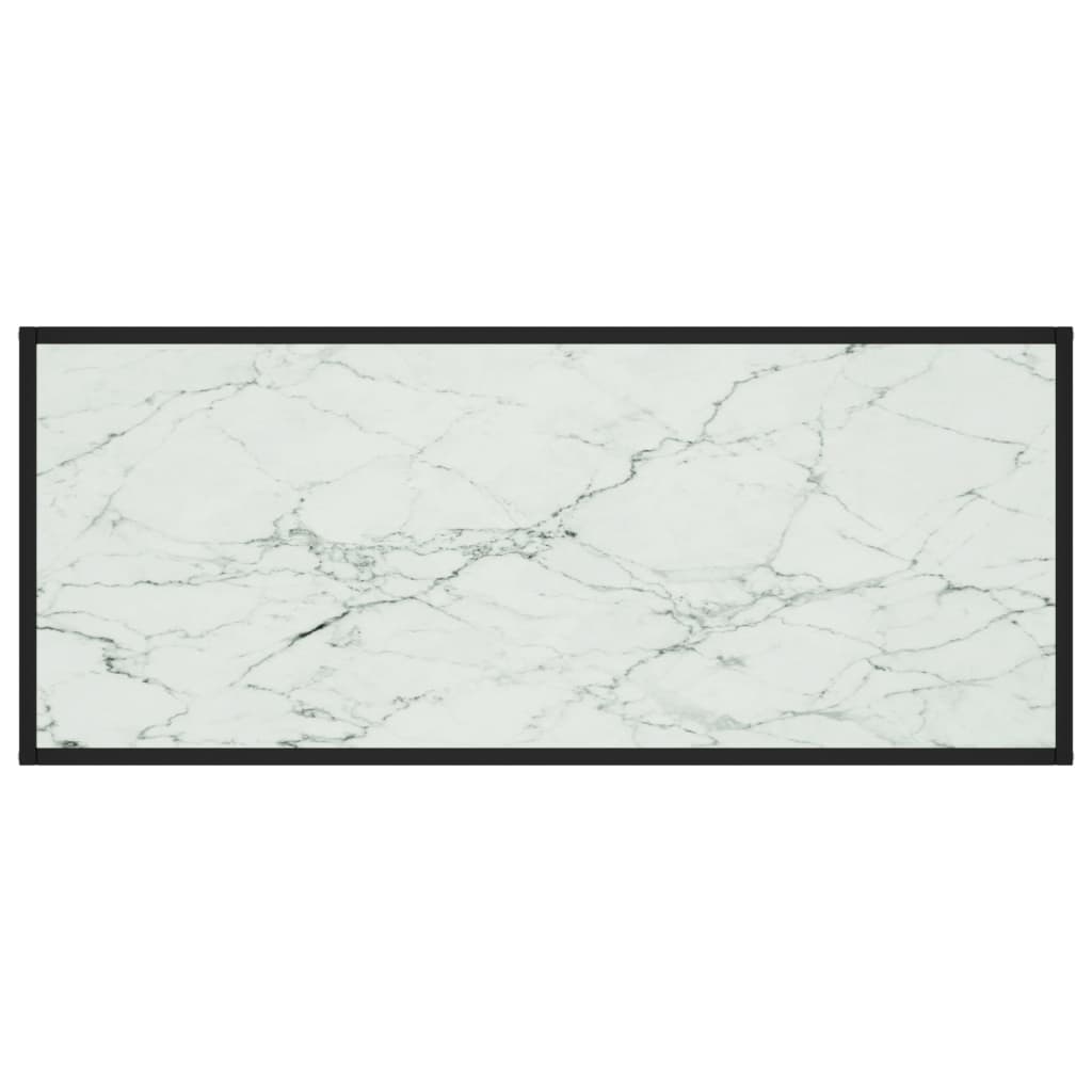 Tavolino da Salotto Nero con Vetro Marmo Bianco 120x50x35 cm