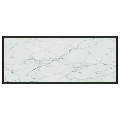 Tavolino da Salotto Nero con Vetro Marmo Bianco 120x50x35 cm