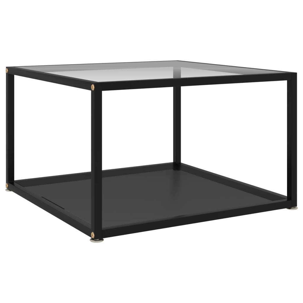 Tavolino Trasparente e Nero 60x60x35cm in Vetro Temperato