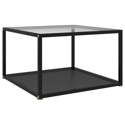 Tavolino Trasparente e Nero 60x60x35cm in Vetro Temperato