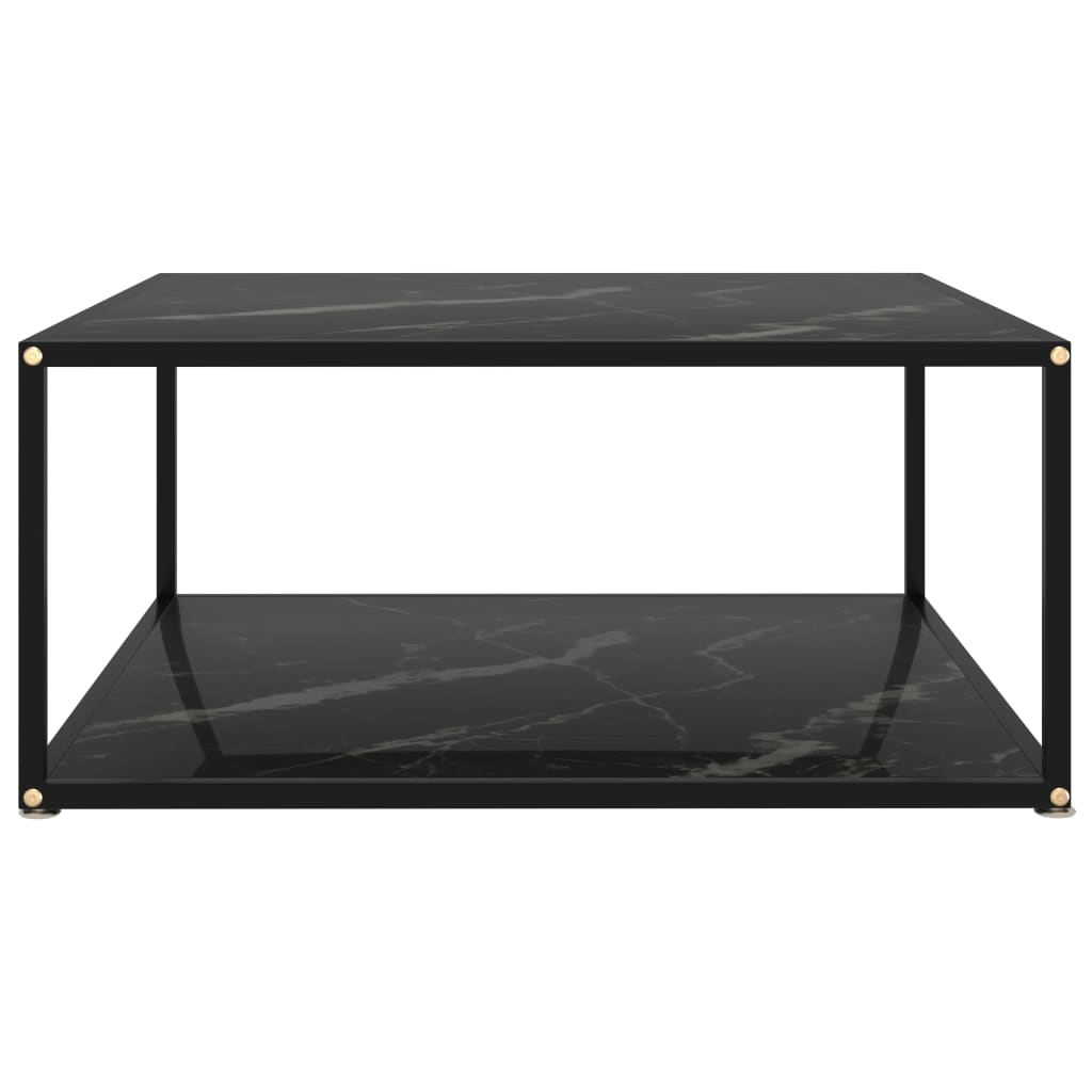 Tavolino da Salotto Nero 80x80x35 cm in Vetro Temperato