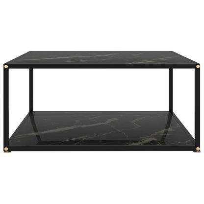 Tavolino da Salotto Nero 80x80x35 cm in Vetro Temperato