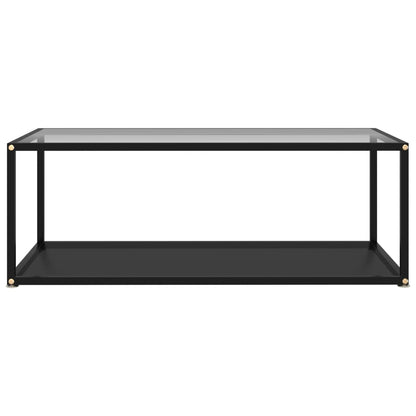 Tavolino Salotto Trasparente e Nero 100x50x35cm Vetro Temperato