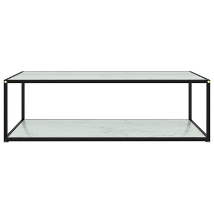 Tavolino da Salotto Bianco 120x60x35 cm in Vetro Temperato