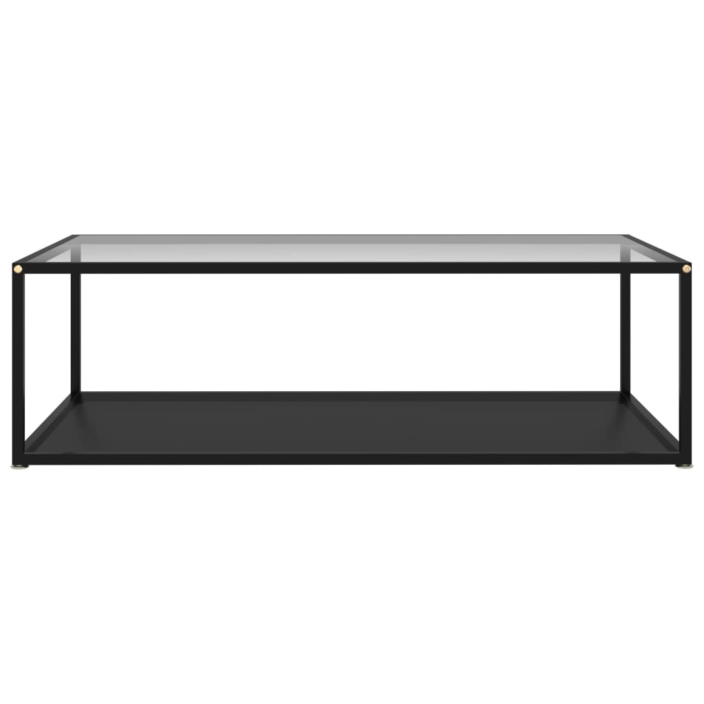 Tavolino Salotto Trasparente e Nero 120x60x35cm Vetro Temperato