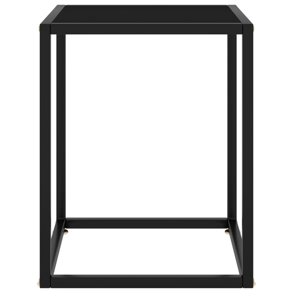 Tavolino da Salotto Nero con Vetro Nero 40x40x50 cm