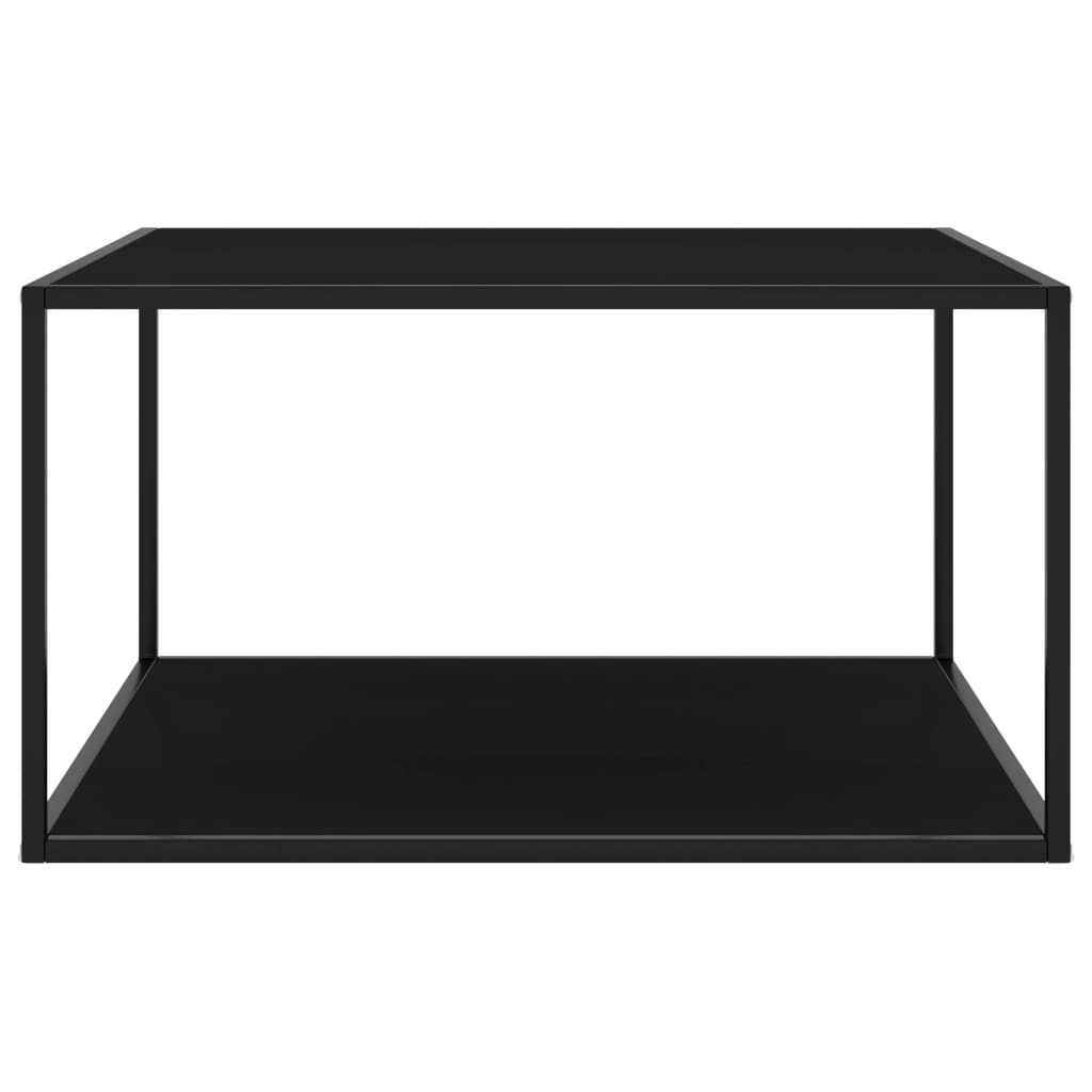 Tavolino da Salotto Nero con Vetro Nero 90x90x50 cm