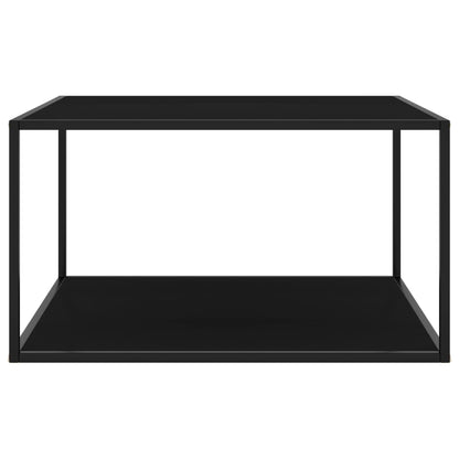 Tavolino da Salotto Nero con Vetro Nero 90x90x50 cm