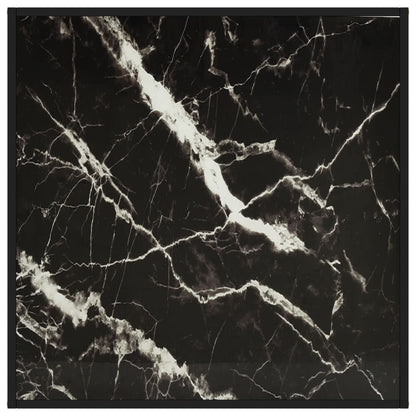Tavolino da Salotto Nero con Vetro Marmo Nero 90x90x50 cm