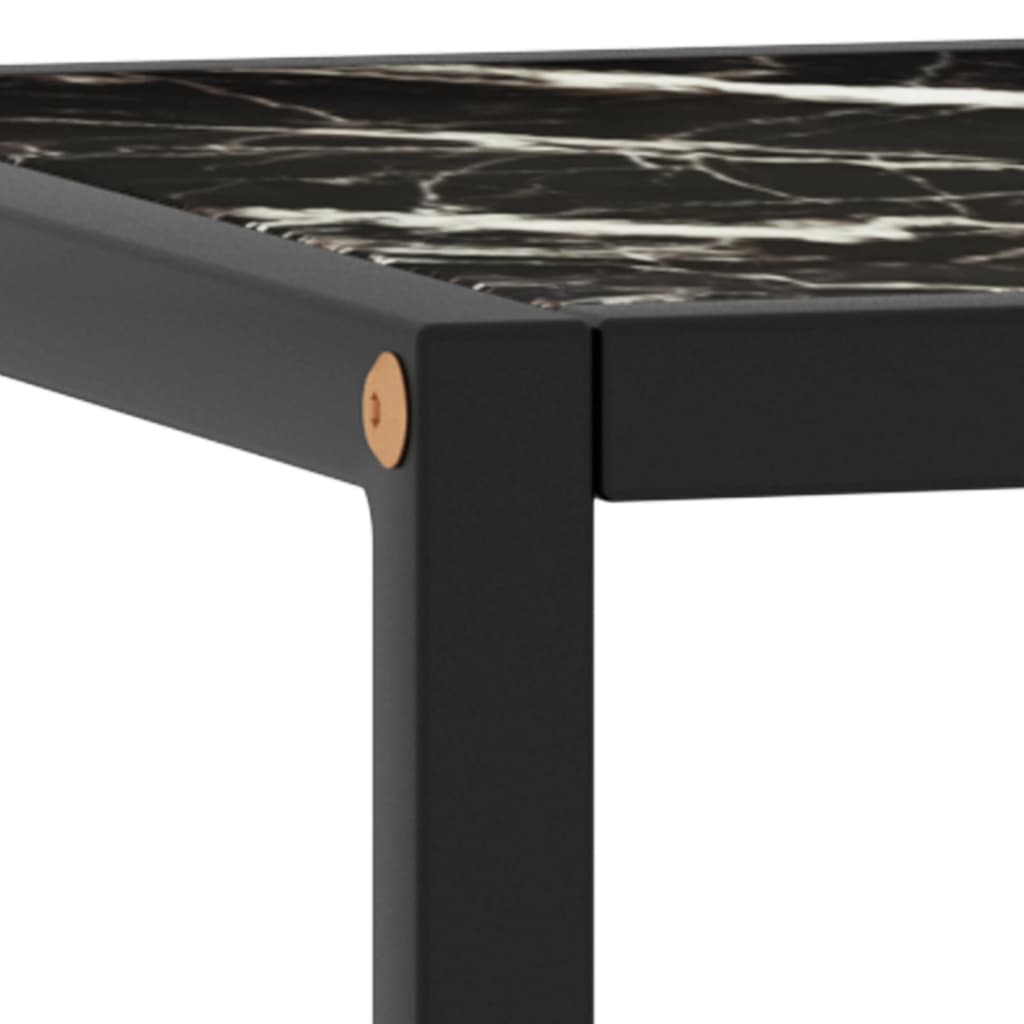Tavolino da Salotto Nero con Vetro Marmo Nero 90x90x50 cm