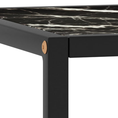 Tavolino da Salotto Nero con Vetro Marmo Nero 90x90x50 cm