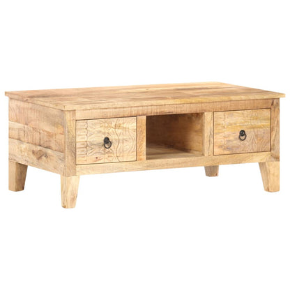 Tavolino da Salotto 100x55x40 cm in Legno di Mango Grezzo