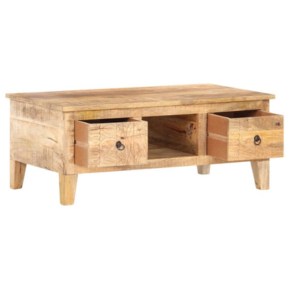 Tavolino da Salotto 100x55x40 cm in Legno di Mango Grezzo