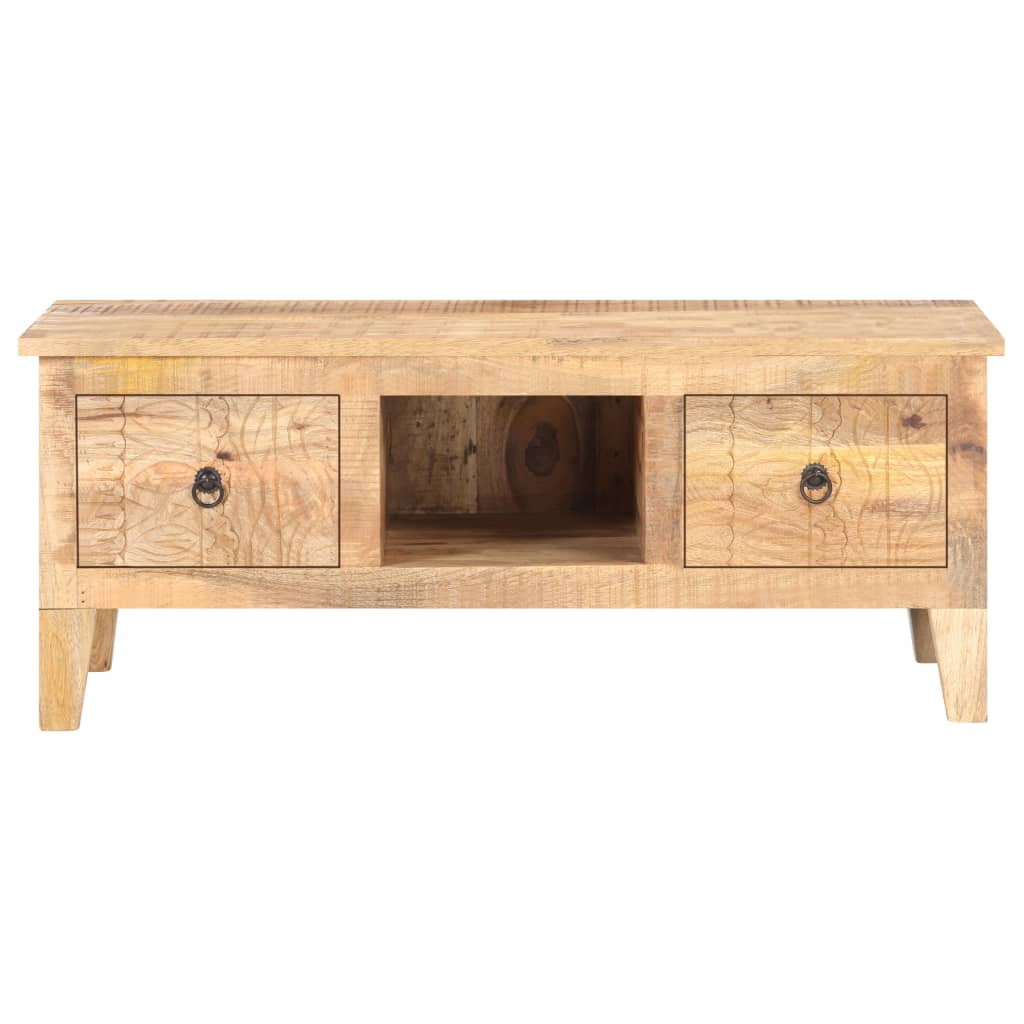 Tavolino da Salotto 100x55x40 cm in Legno di Mango Grezzo