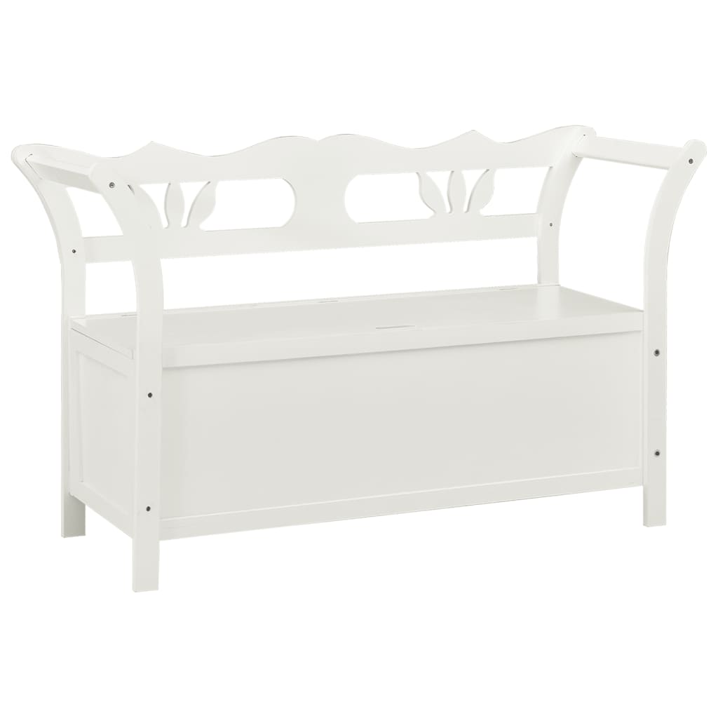 Cassapanca 126 cm Bianca in Legno Massello di Abete