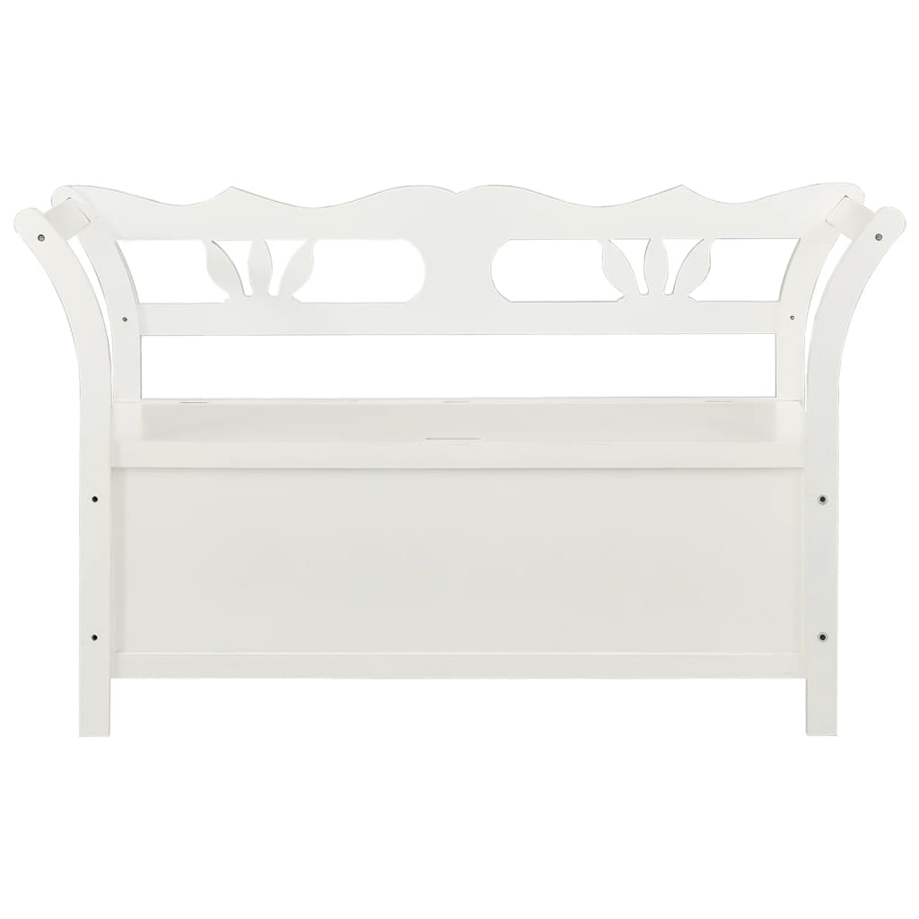 Cassapanca 126 cm Bianca in Legno Massello di Abete